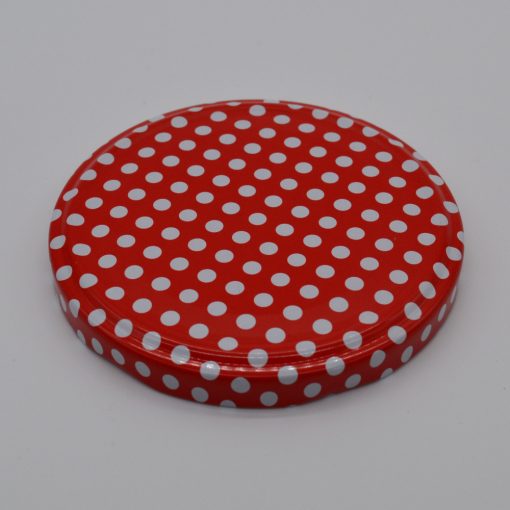 82-es konzervtető - piros-fehér pöttyös